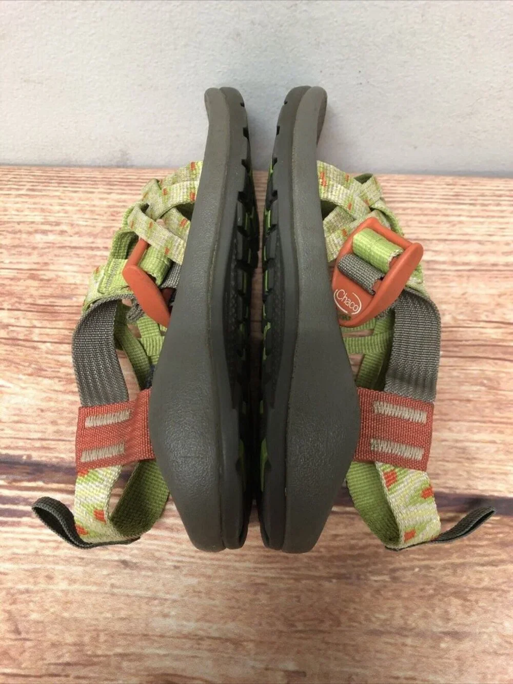 Chaco Kids Girls 13 ZX1 Ecotread Green/Orange Hiking Sport Sandals